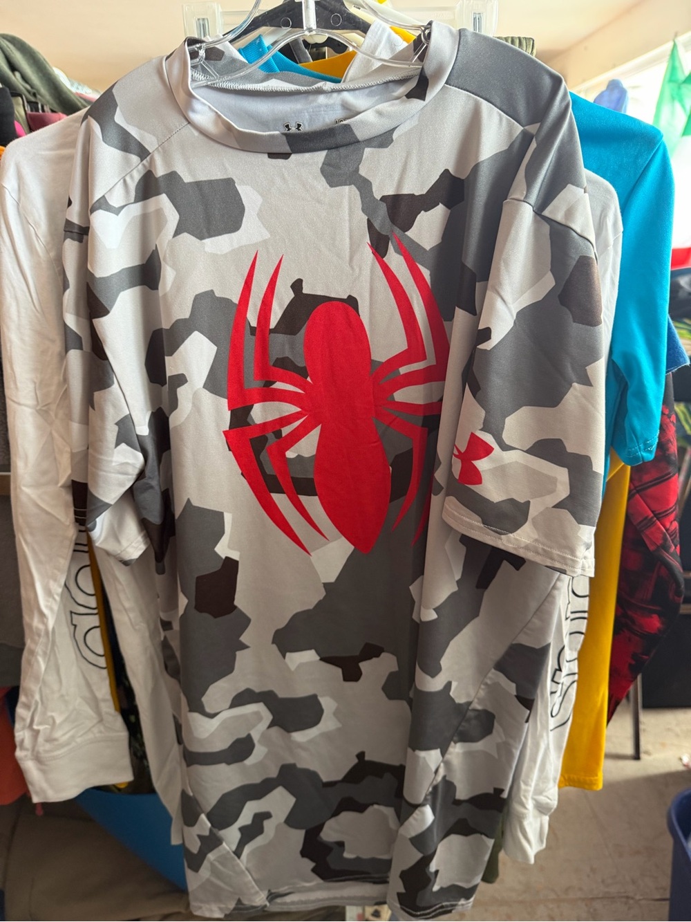 Under Armour Marvel Spider-Man HeatGear Youth Large Camo Compression Shirt
